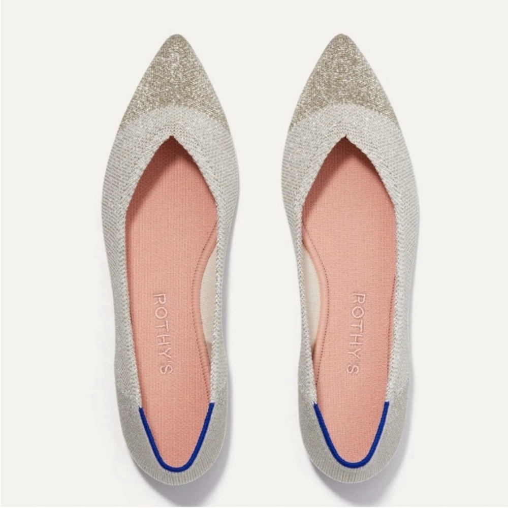 Rothys The Point Diamond Metallic Flat Shoe NEW SZ 8 - Picture 15 of 15